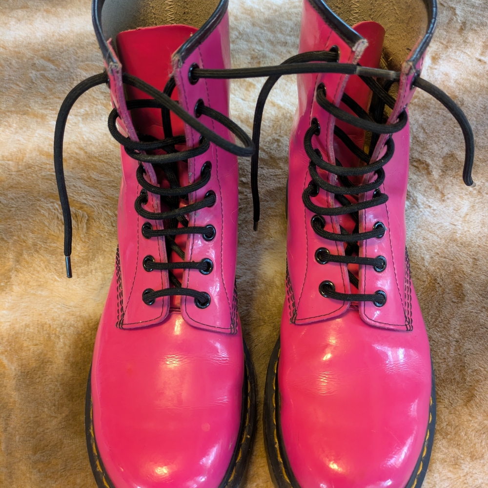 Dr. Martens Bright Pink Patent Leather 1460 Boots